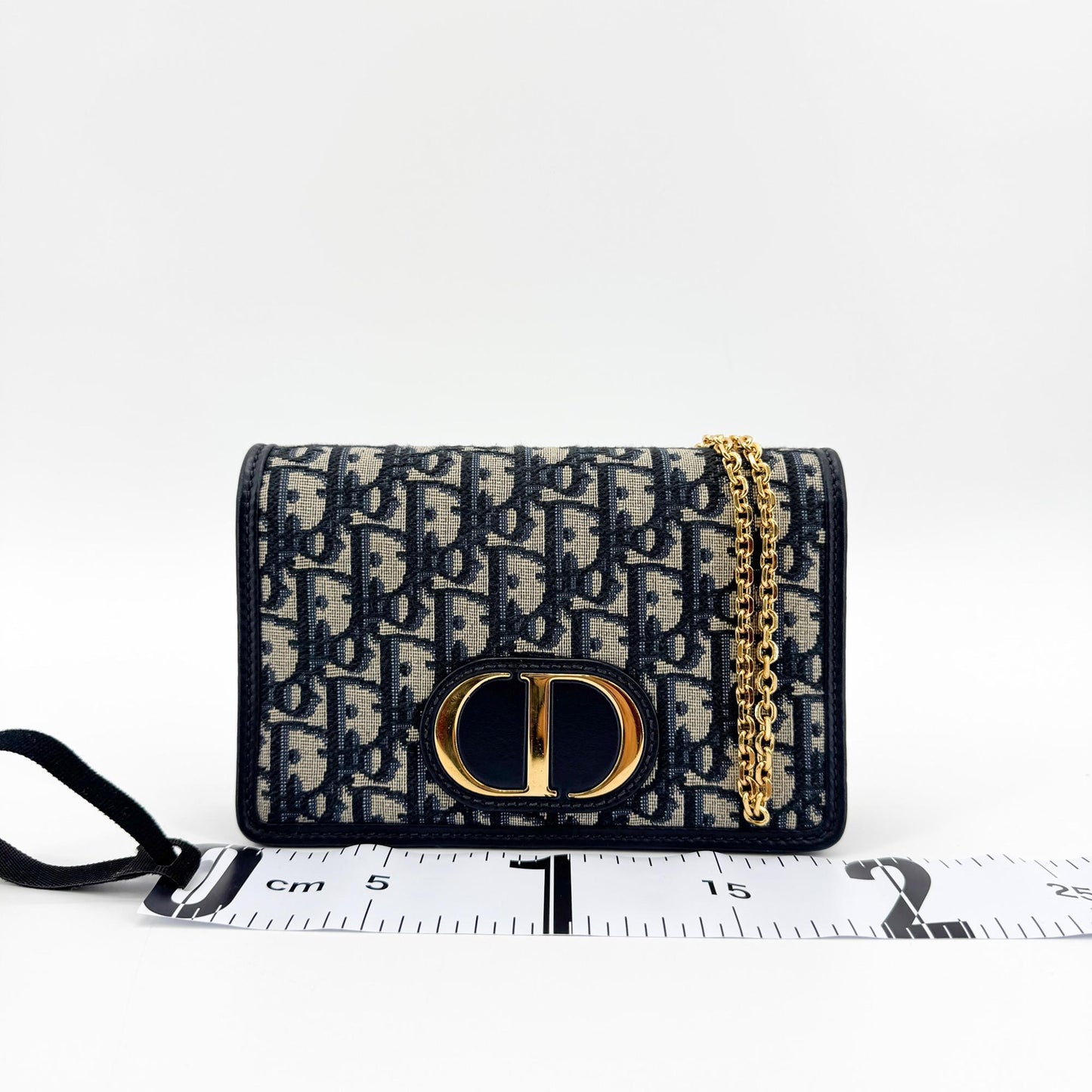 Dior Pochette Chaîne 30 Montaigne Toile Oblique Bleue