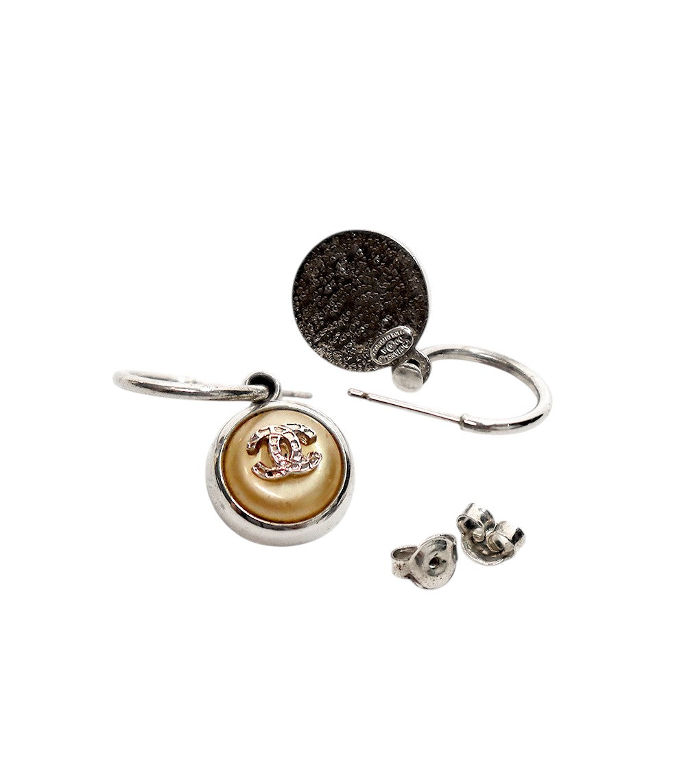 Chanel Round CC Silver Earrings