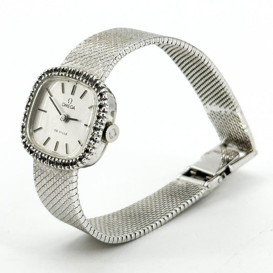Omega De Ville Diamond Bezel White Gold Watch