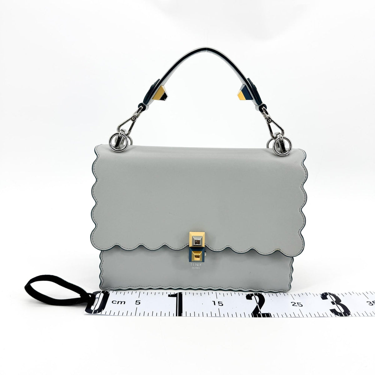 Fendi Khan Eye Leather Shoulder Bag Light Gray