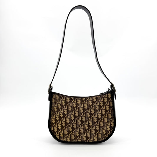 Dior Vintage Trotter Canvas Crossbody Bag Brown