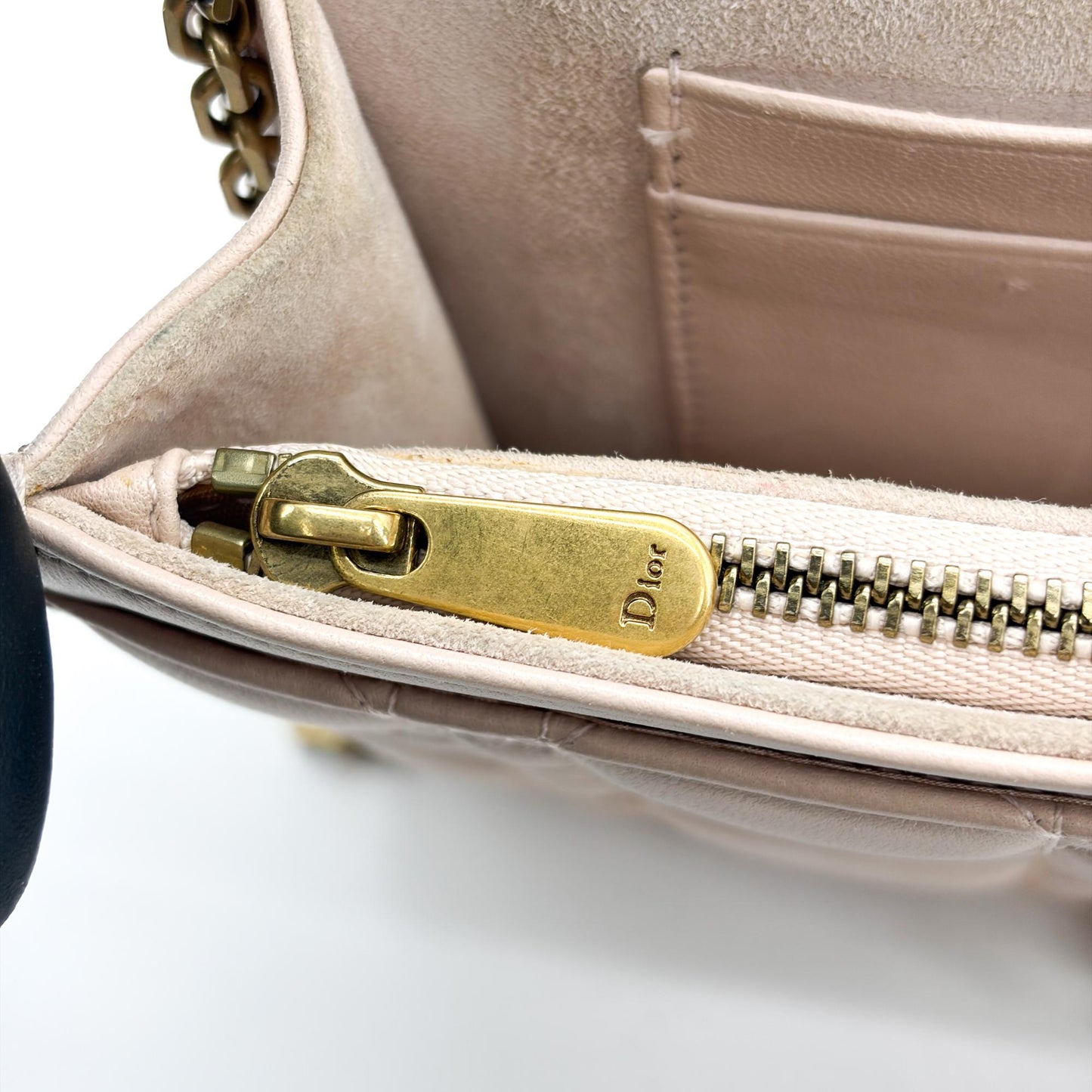Dior Dior Addict Cannage Flap Bag Pink Beige Gold Hardware