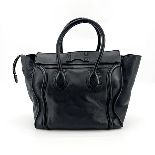 Celine Black Leather Luggage Tote Bag Black