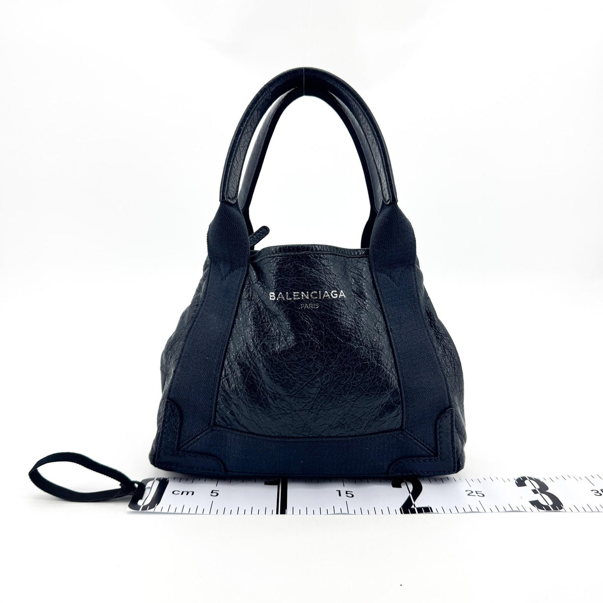 Balenciaga Navy Cabas XS Leather Tote Bag Black