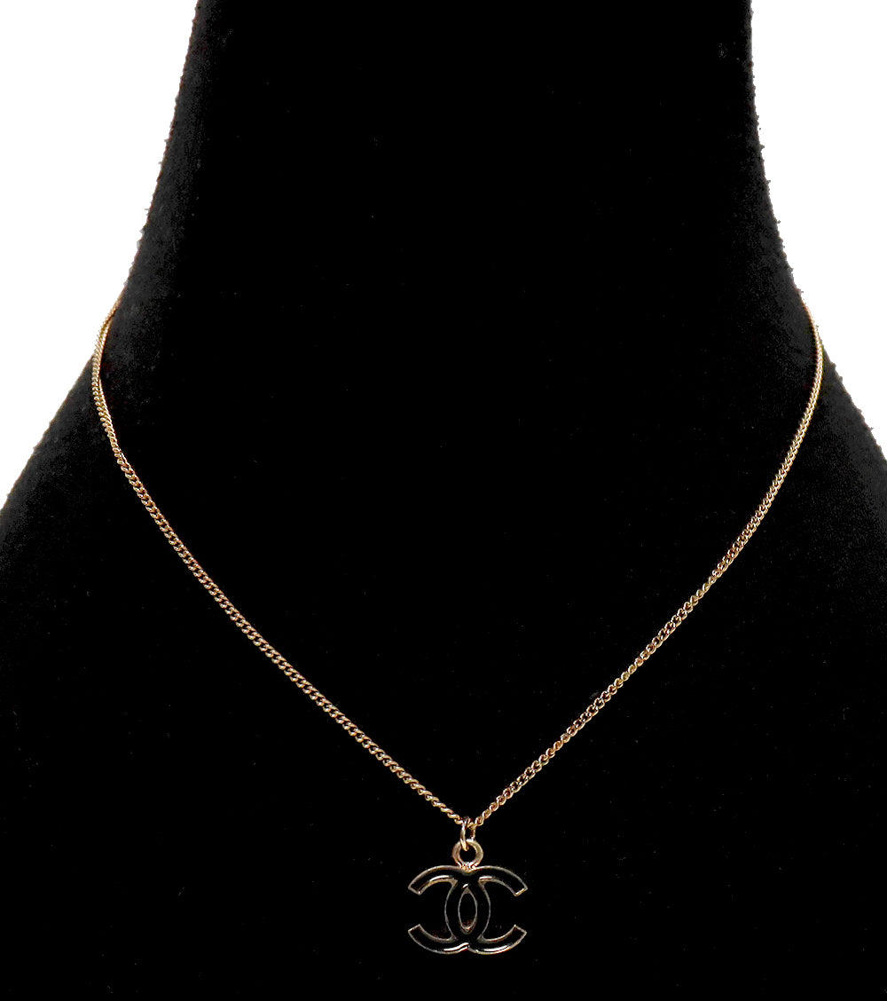 Chanel Black CC Gold Necklace
