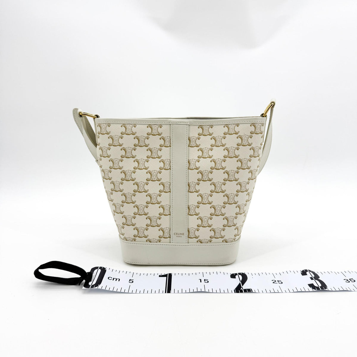 Celine Small Bucket Bag Triomphe Canvas White