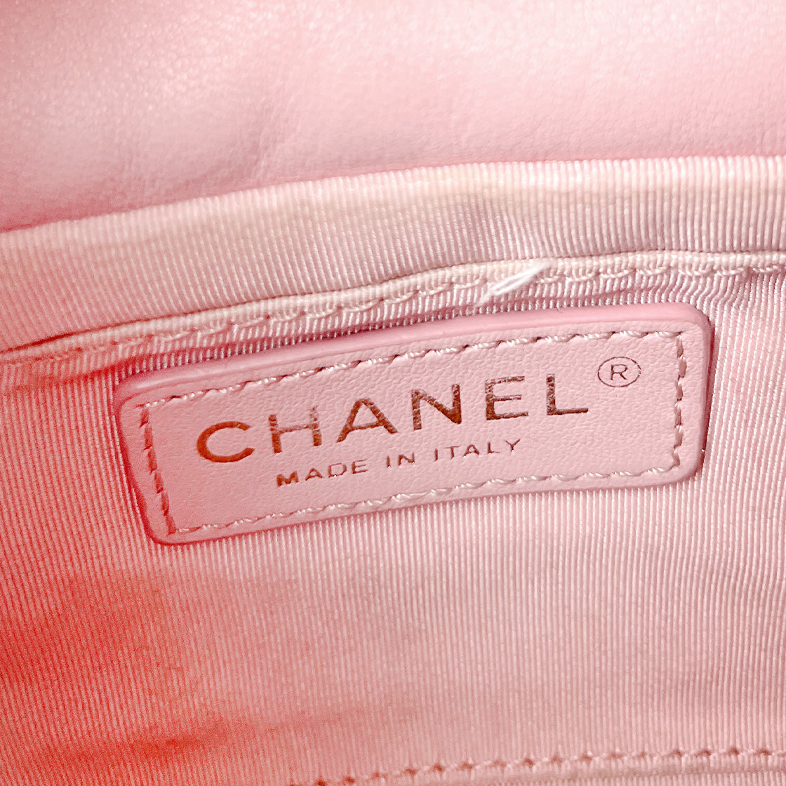 Chanel Pink Lambskin Drawstring Bucket Bag