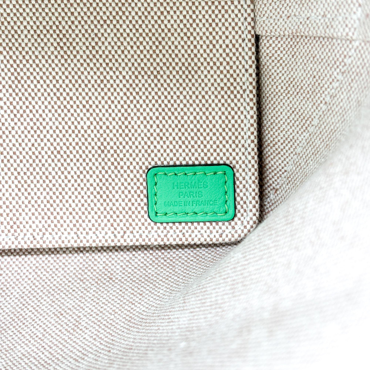 Sac cabas Hermès Stipple 28 Ecru Vert