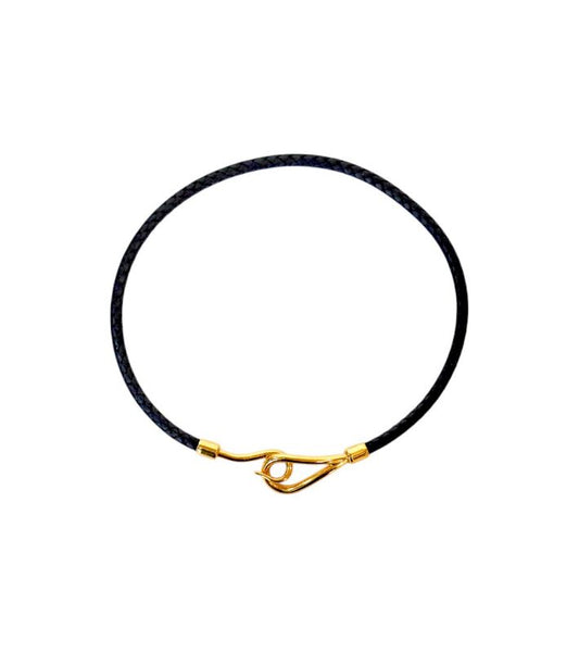 Hermès Black Jumbo Gold Choker Necklace