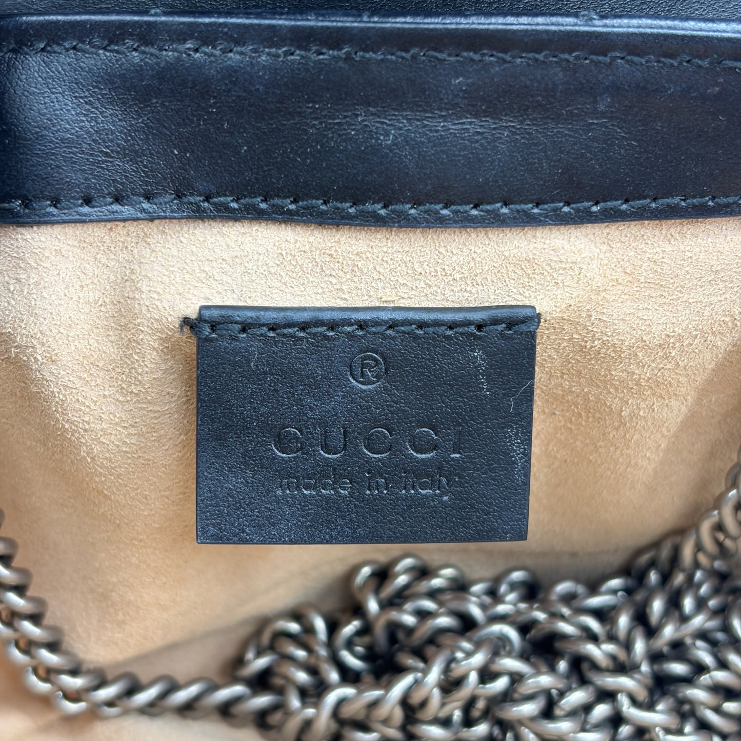 Gucci GG Marmont Matelassé Super Mini Bag Black Silver