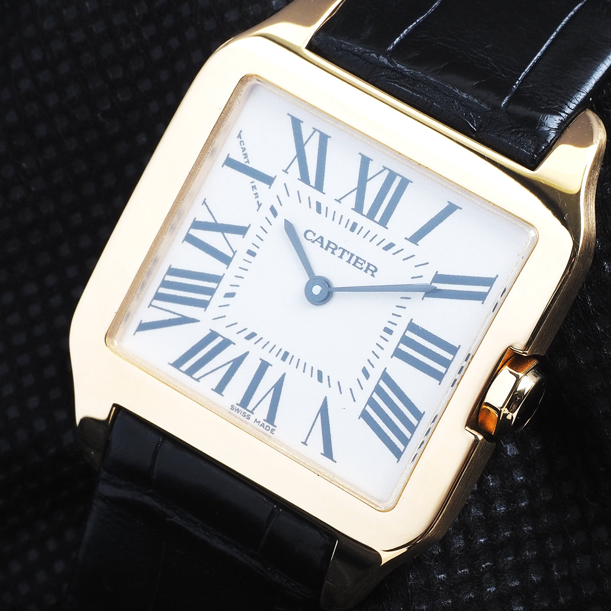 Cartier W2009351 Yellow Gold Santos-Dumont Quartz Leather Band Watch