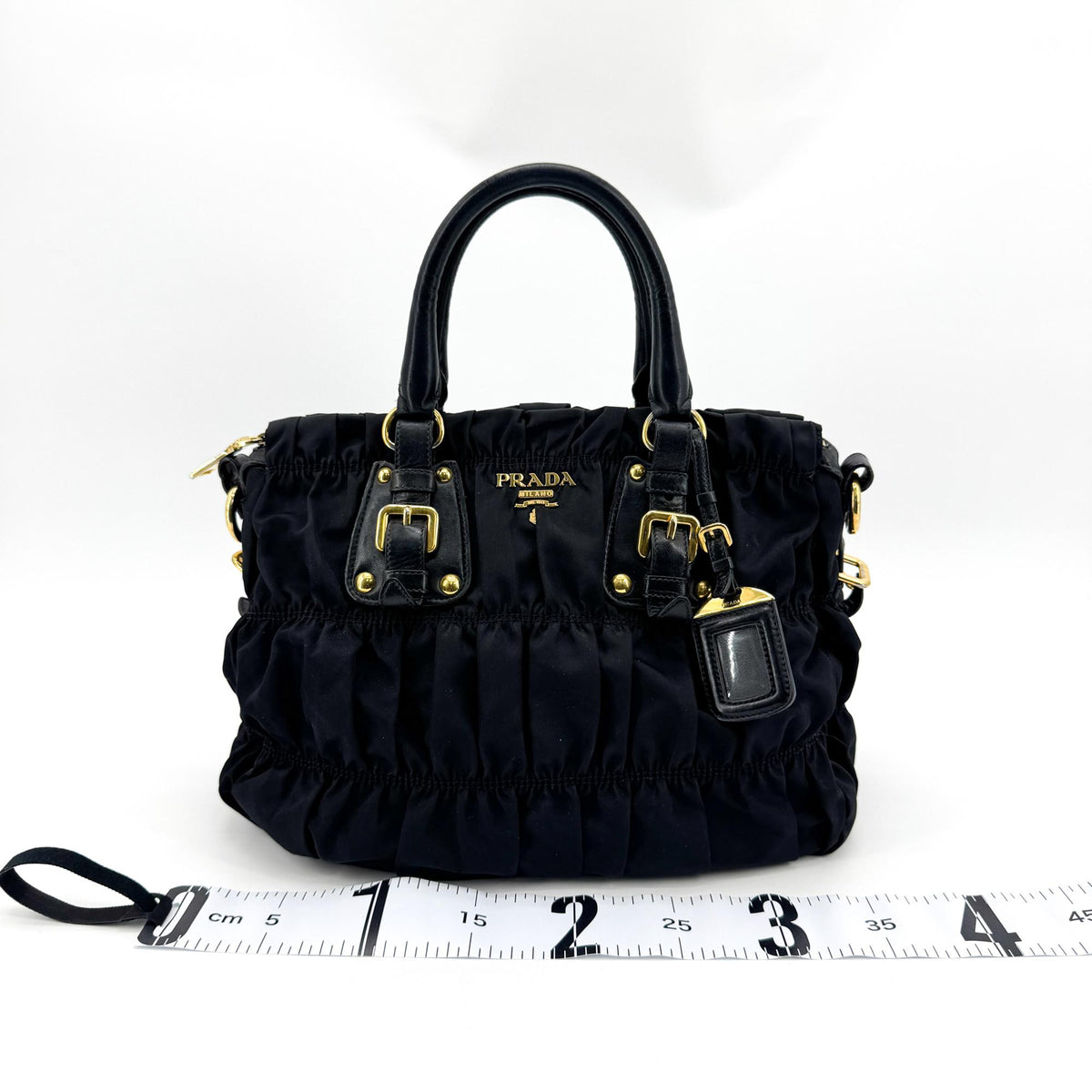 Prada Tessuto Gaufre Tote Bag Black with Gold Hardware