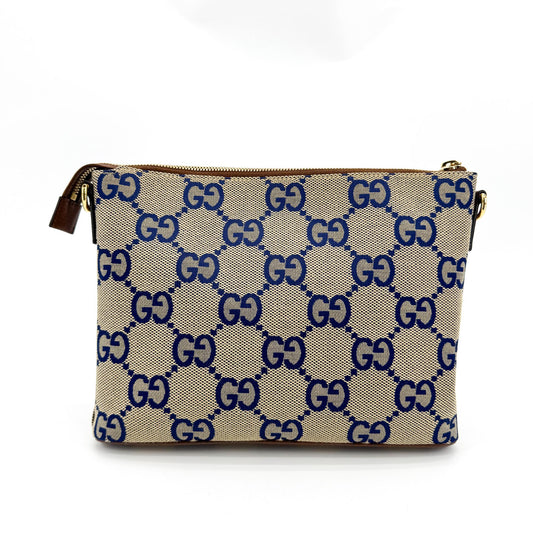 Gucci GG Canvas Crossbody Bag Navy Beige