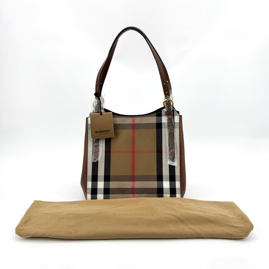 Burberry Small House Check Leather Crossbody Bag Brown
