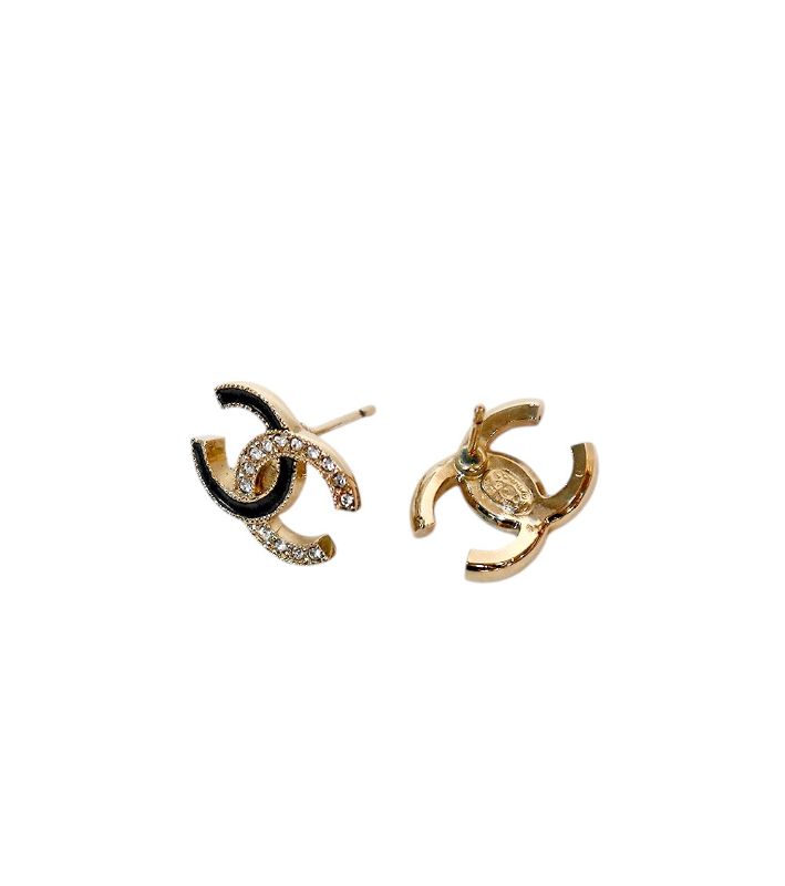 Chanel Black Cubic CC Earrings