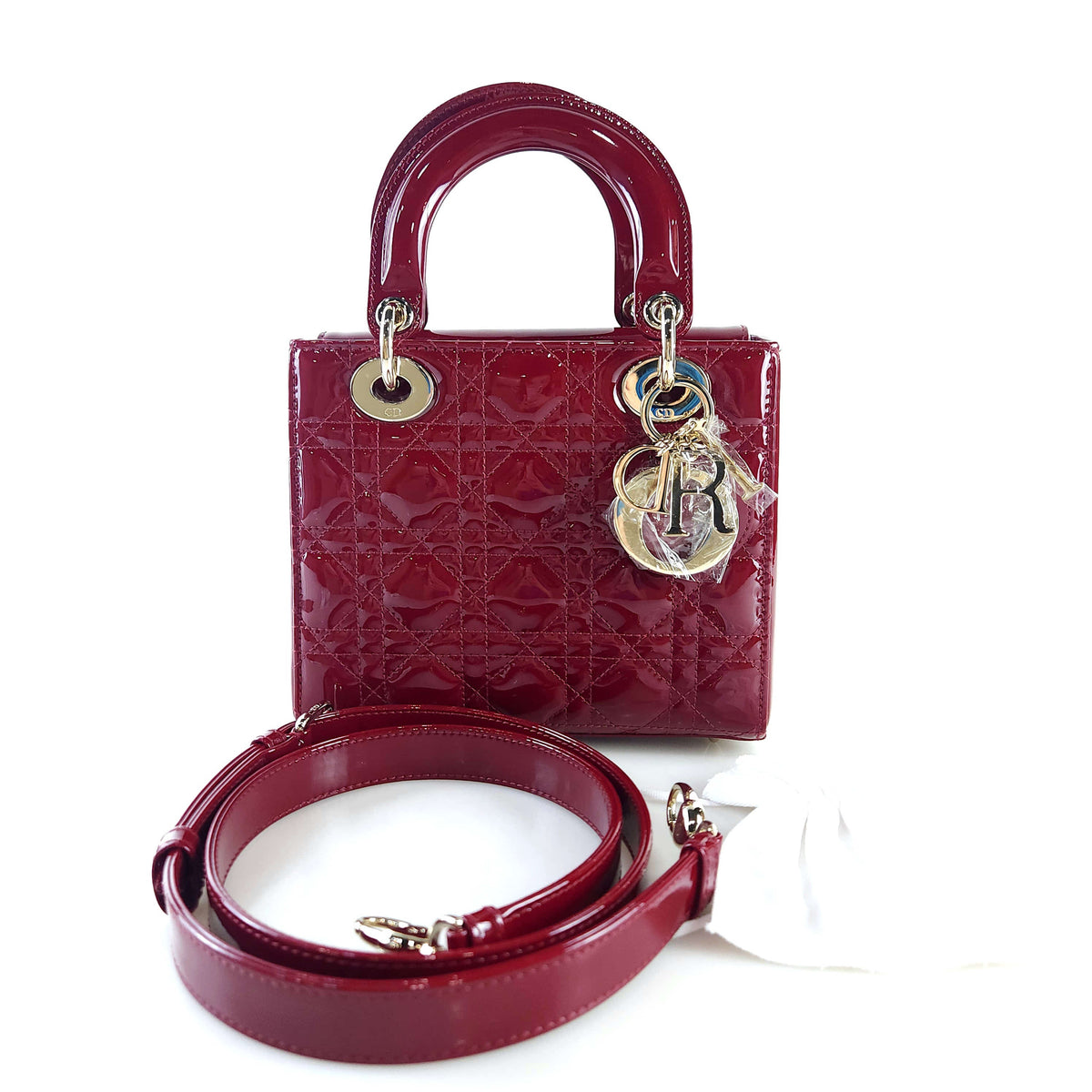 Small Patent Cannage Lady Tote Bag Crossbody Bag