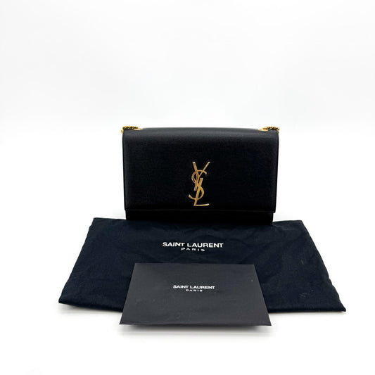 Saint Laurent Monogram Kate Small Shoulder Bag Black Gold Hardware