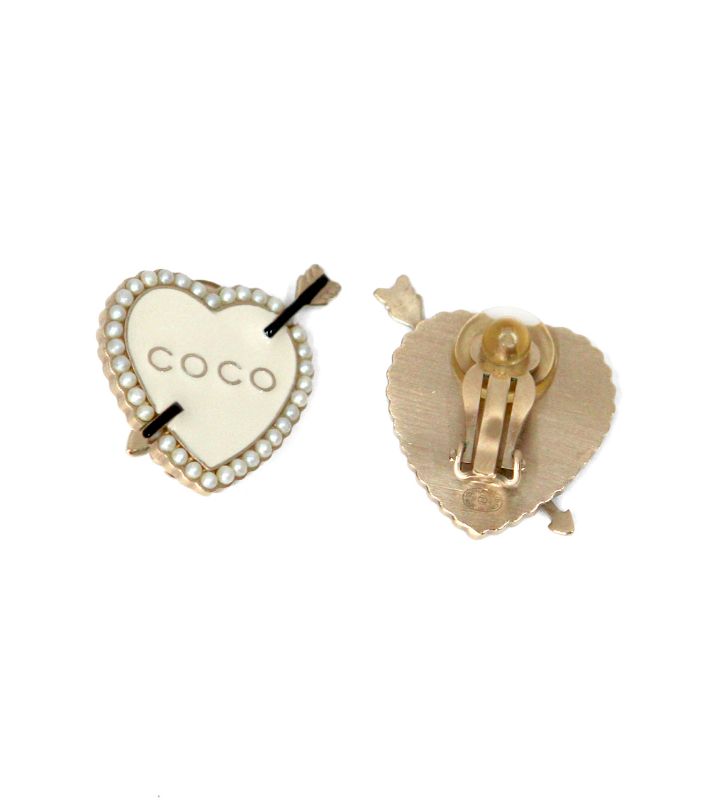 Chanel Coco Heart Pearl Earrings