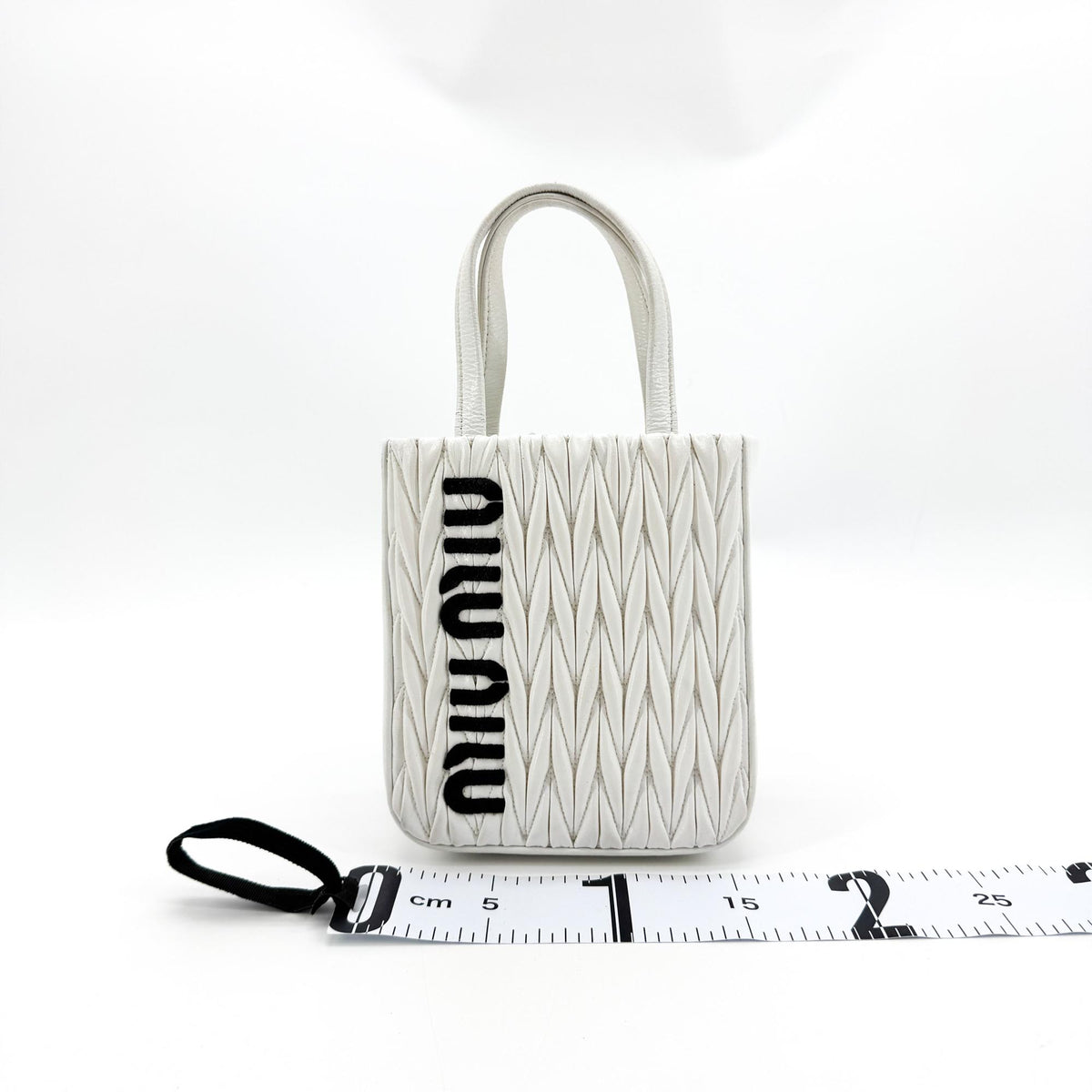 Miu Miu Matelassé Leather Mini Tote Bag White