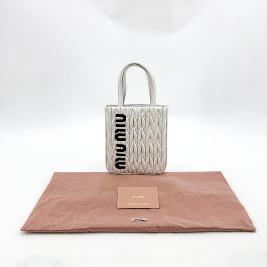 Miu Miu Matelassé Leather Mini Tote Bag White