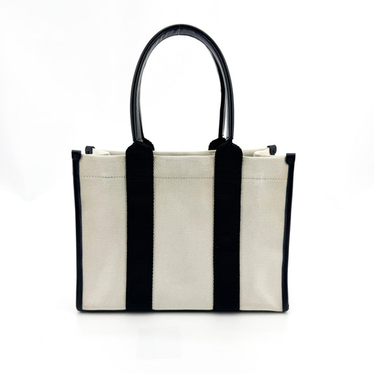 Balenciaga Navy Cabas XS Canvas Tote Bag Natural Black