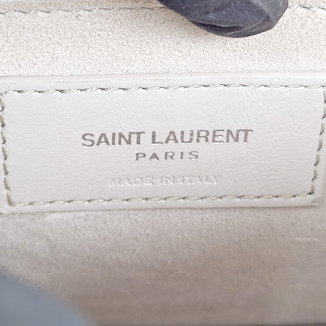Saint Laurent White Crocodile-Embossed Sunset Shoulder Bag