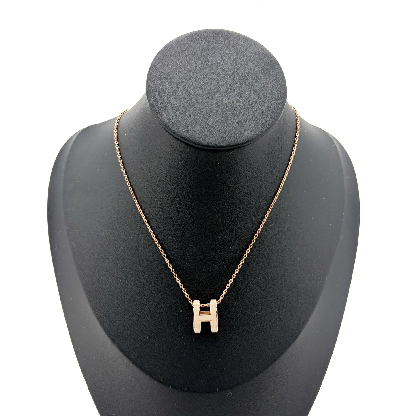 Hermès Pop H Pendant Necklace Marron Glacé Rose Gold