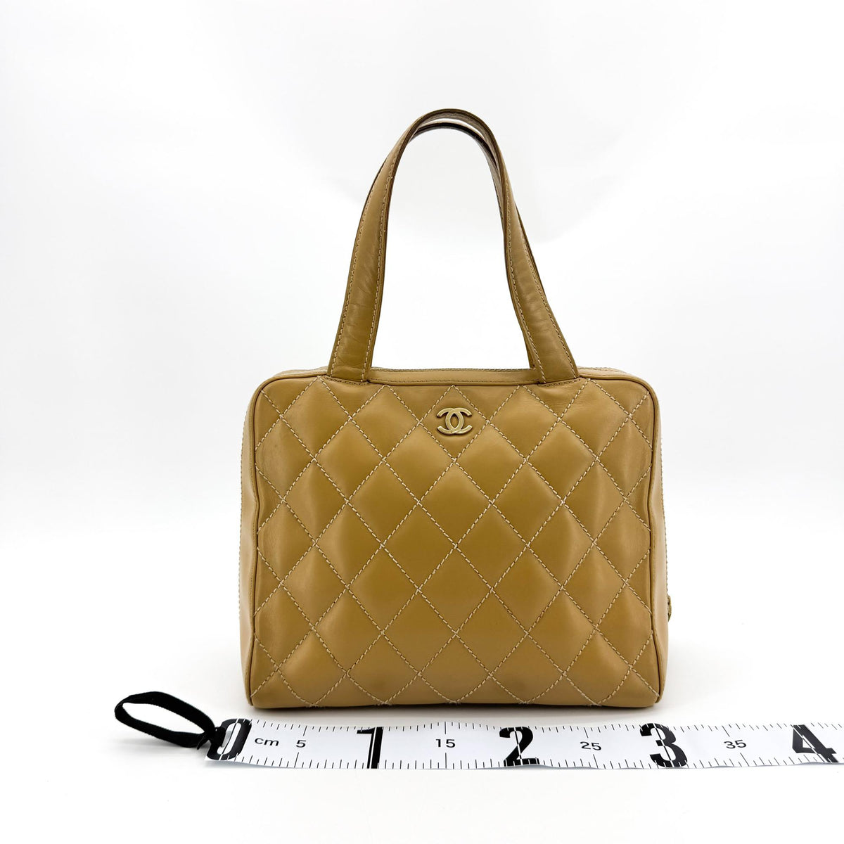 Chanel Wild Stitch Quilted Tote Bag Camel Gold Hardware