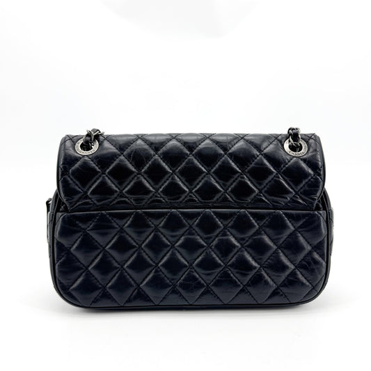 Chanel Yeezy Caviar Flap Bag Silver Hardware Black