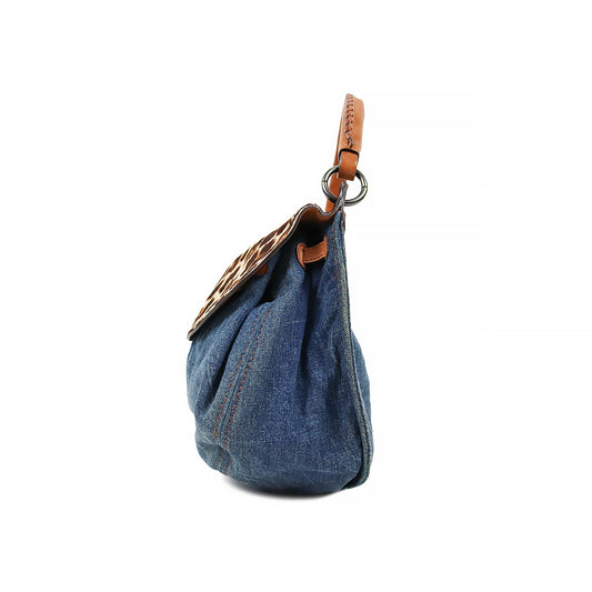 Miu Miu Denim Leopard 2-Way Bag