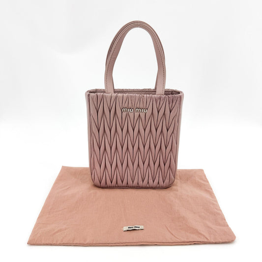 Miu Miu Matelassé Napa Leather Mini Tote Bag Opal Pink