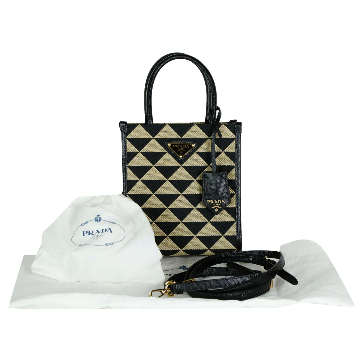 Micro Symbol Jacquard Fabric Tote Bag Crossbody 1BA355