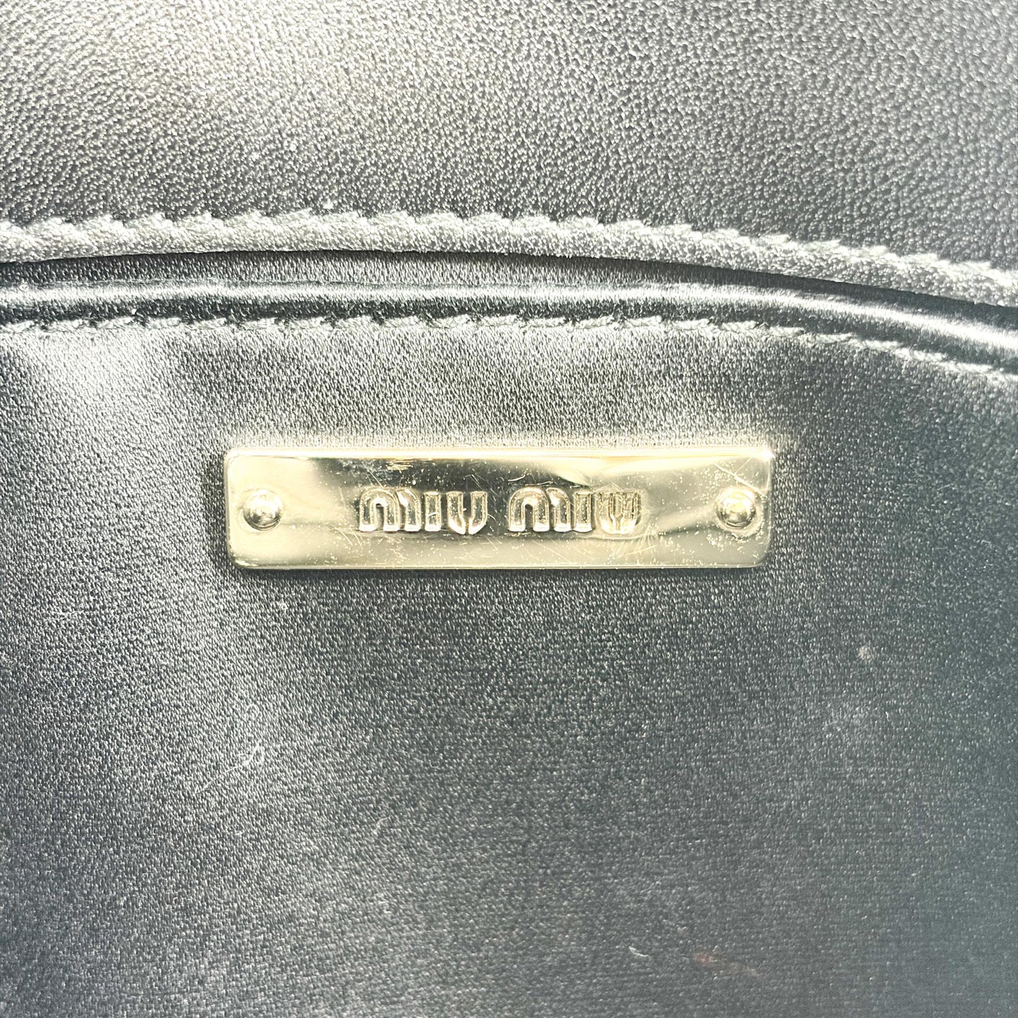 Miu Miu Matelassé Leather Top Handle Bag Black