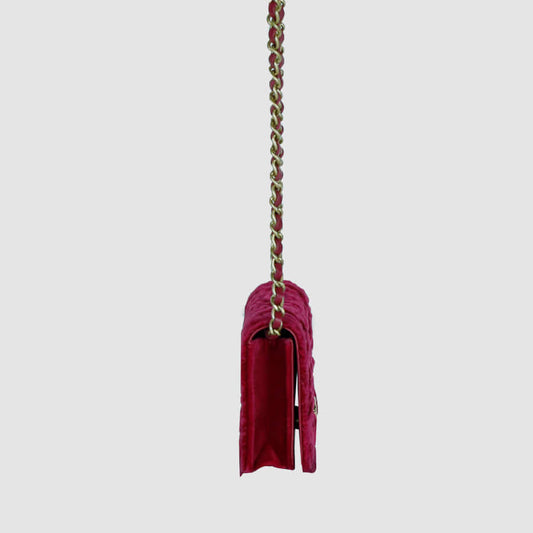 Velvet Camellia Charm Chain Wallet Crossbody Bag AP2280