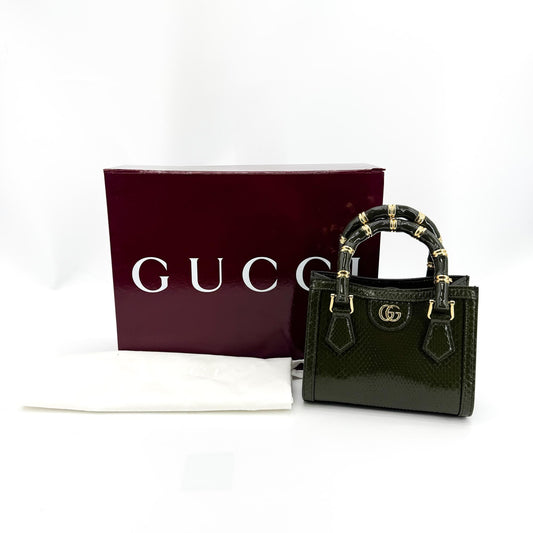 Gucci Diana Mini Python Tote Bag Black