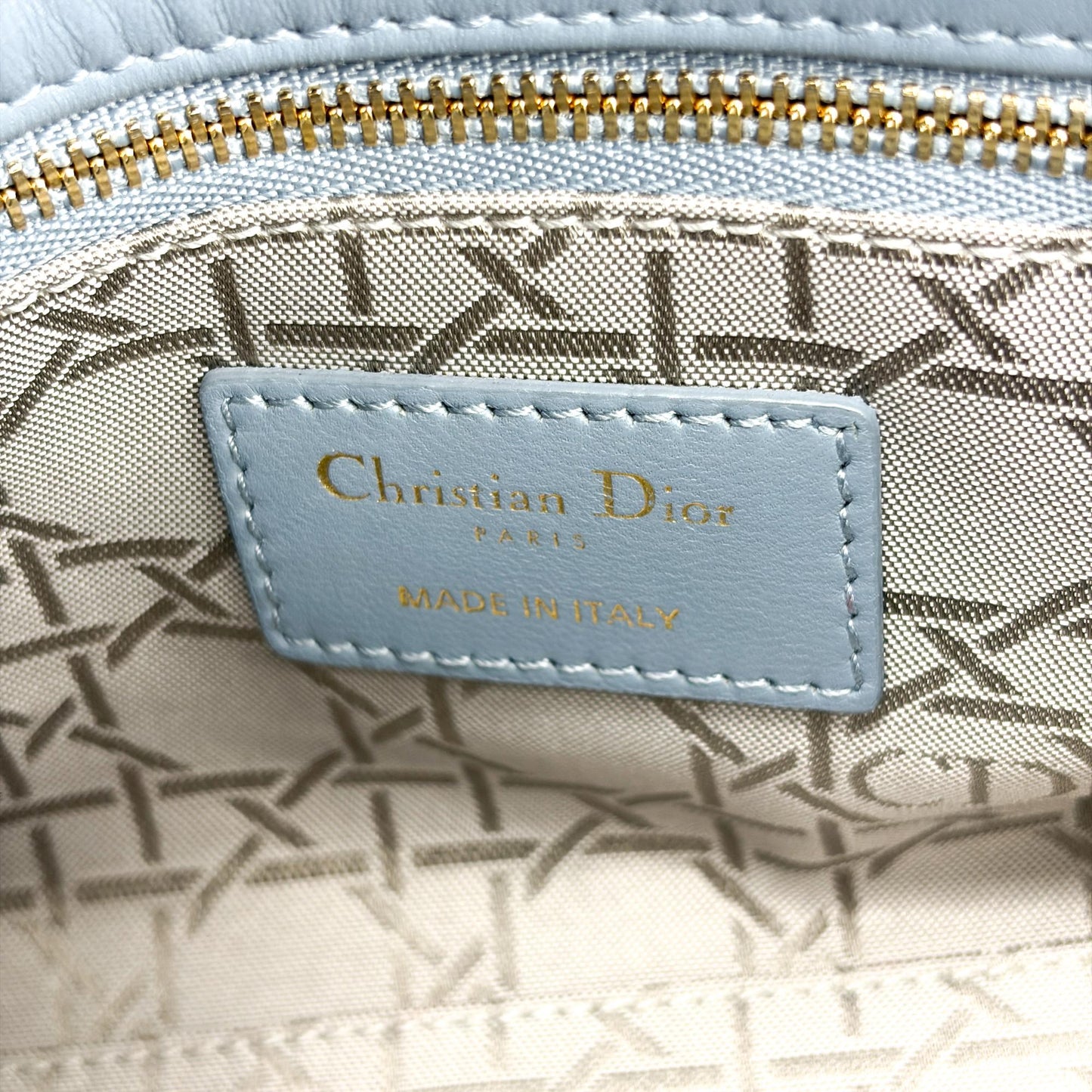 Dior Mini Lady Dior Bag Cloud Blue Lambskin Gold Hardware