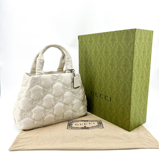 Gucci GG Matelassé Large Tote Bag White Leather