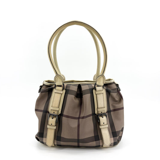 Burberry Nova Check Small Manner Tote Bag Beige