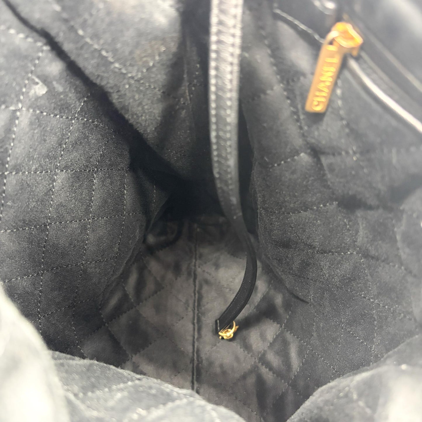 Chanel 22 Backpack Shiny Calfskin Gold Hardware Black