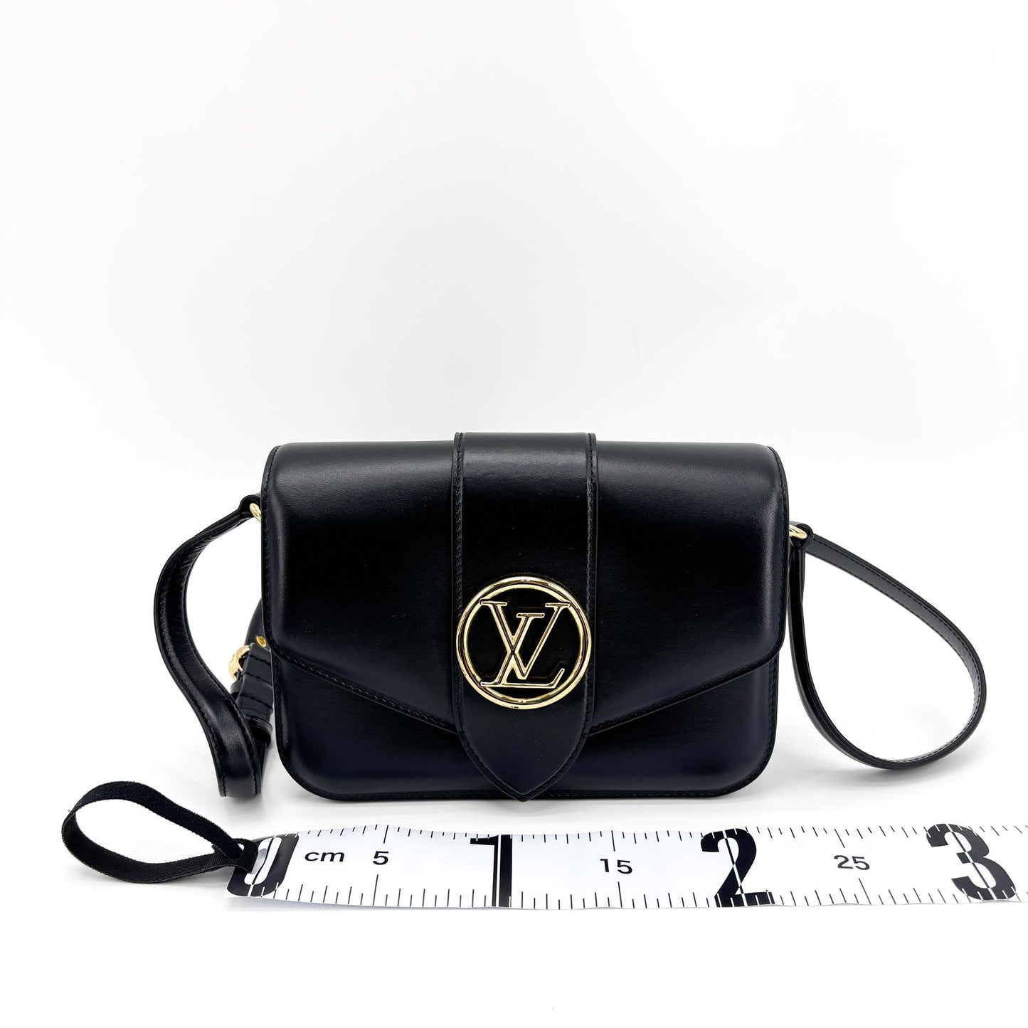 Louis Vuitton LV Pont Neuf Shoulder Bag Black Gold Hardware