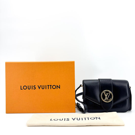 Louis Vuitton LV Pont Neuf Shoulder Bag Black Gold Hardware