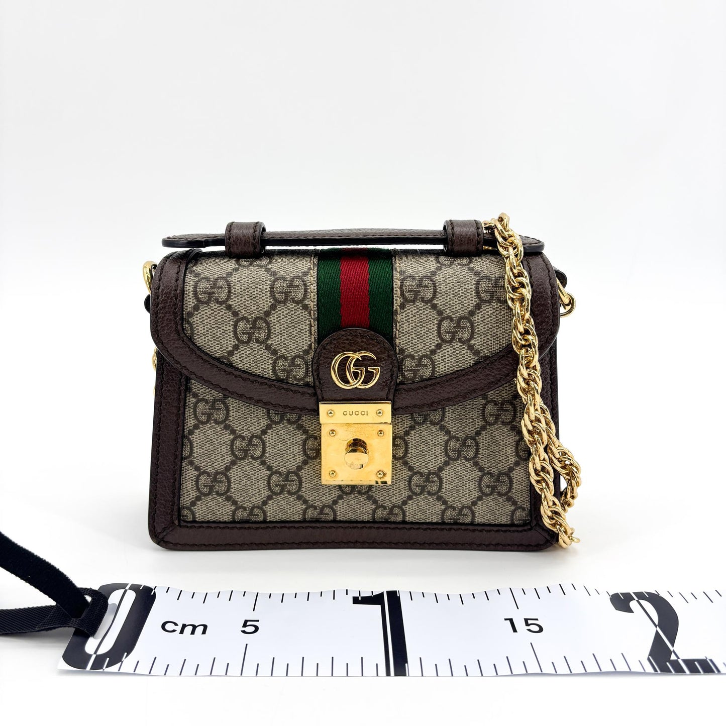 Gucci Ophidia GG Mini Chain Shoulder Bag Brown