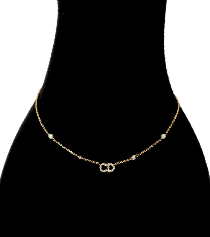 Dior Cubic Claire D Rune Gold Necklace
