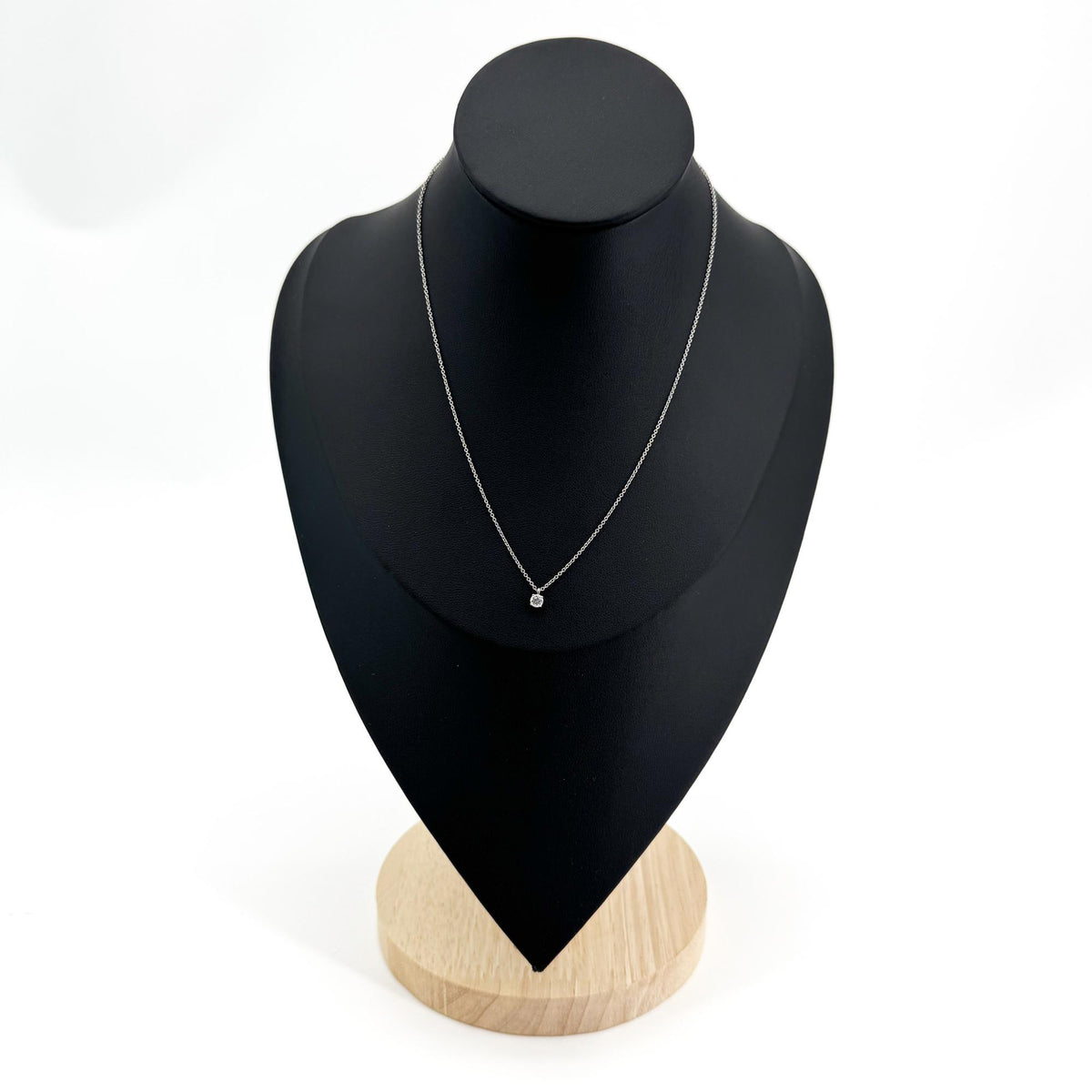 Tiffany & Co. Platinum Solitaire Diamond Pendant Necklace Silver