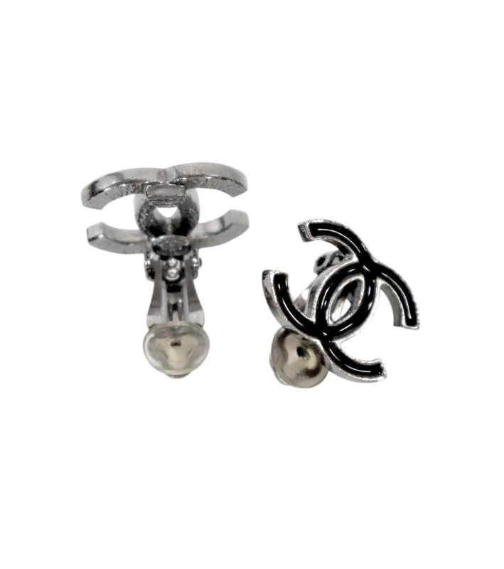 Chanel Black CC Earrings