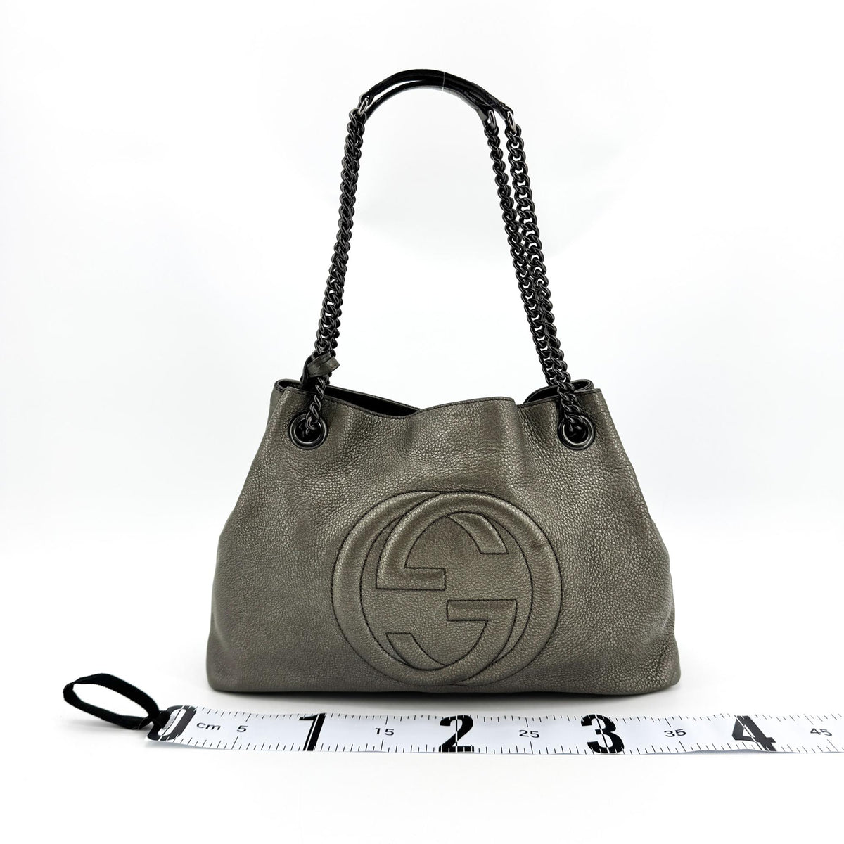 Gucci Soho Interlocking G Chain Crossbody Bag Metallic Dark Gray