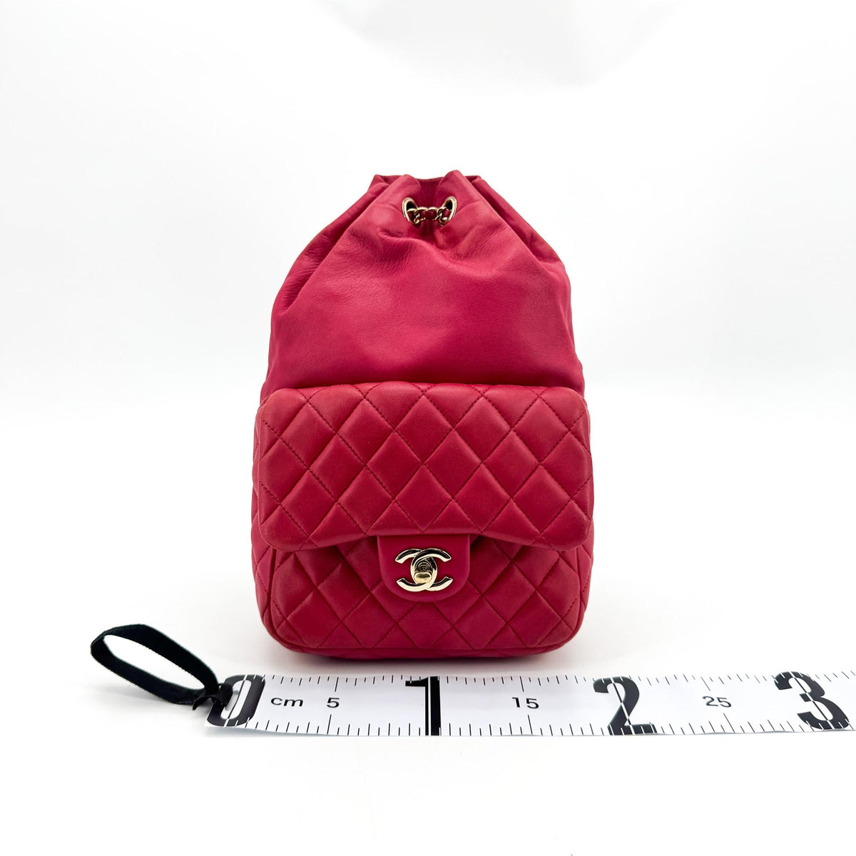 Chanel Quilted Lambskin Mini Drawstring Backpack Pink Champagne Gold