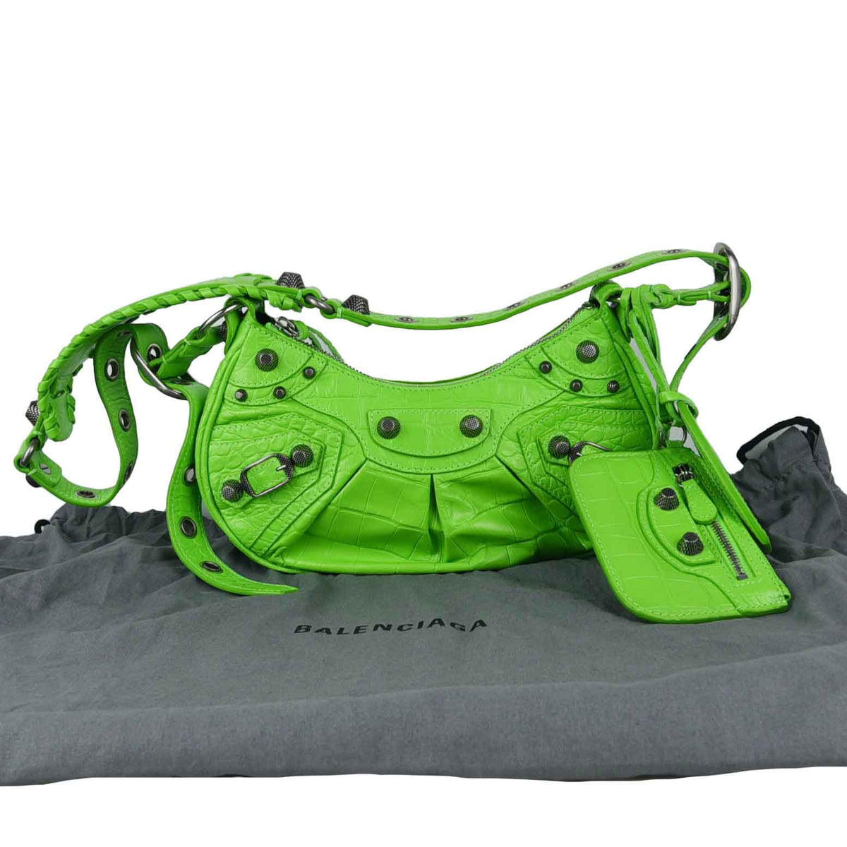 XS Crocodile Embossed Calfskin Le Cagol Shoulder Bag 671309