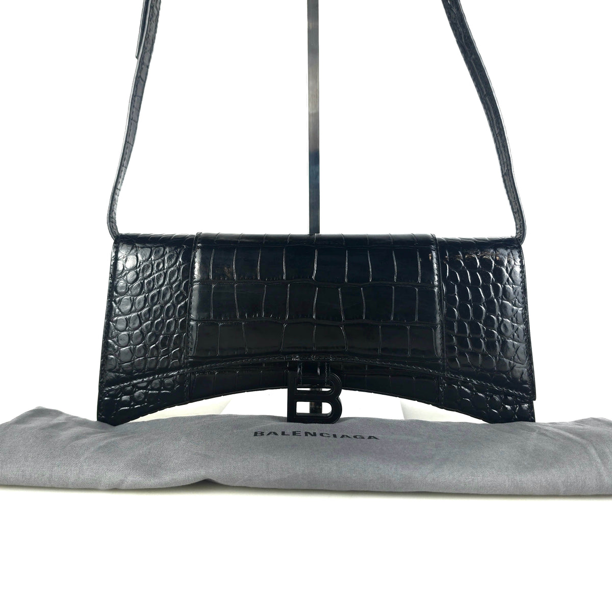 Crocodile Pattern Hourglass Shoulder Bag 654942