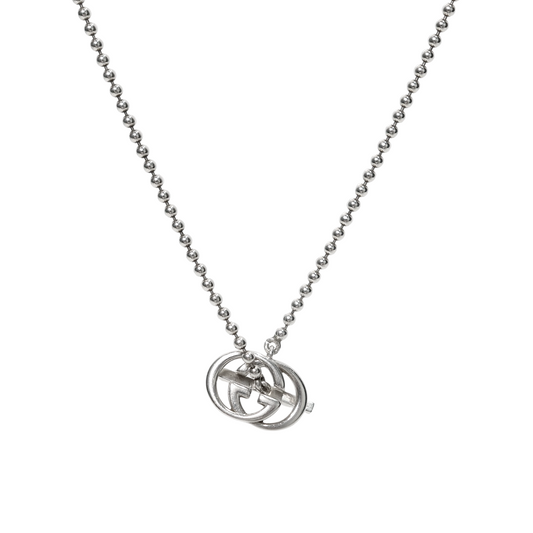 Gucci Interlocking G Bar Silver Necklace